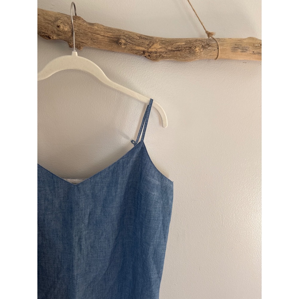 J.Crew Blue Cotton Chambray V-Neck Camisole Top Adjustable Straps Size 14 - Picture 3 of 6
